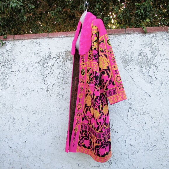 Vertigo Paris floral bloom & plush shawl collar duster coat L - Picture 5 of 9